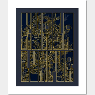 Kuala Lumpur, Malaysia City Map Typography - Gold Art Deco Posters and Art